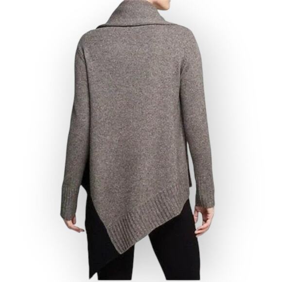 Eileen Fisher Yak Merino Wool Asymmetric Sweater SIZE Petite PS Tan STAIN - Picture 2 of 13